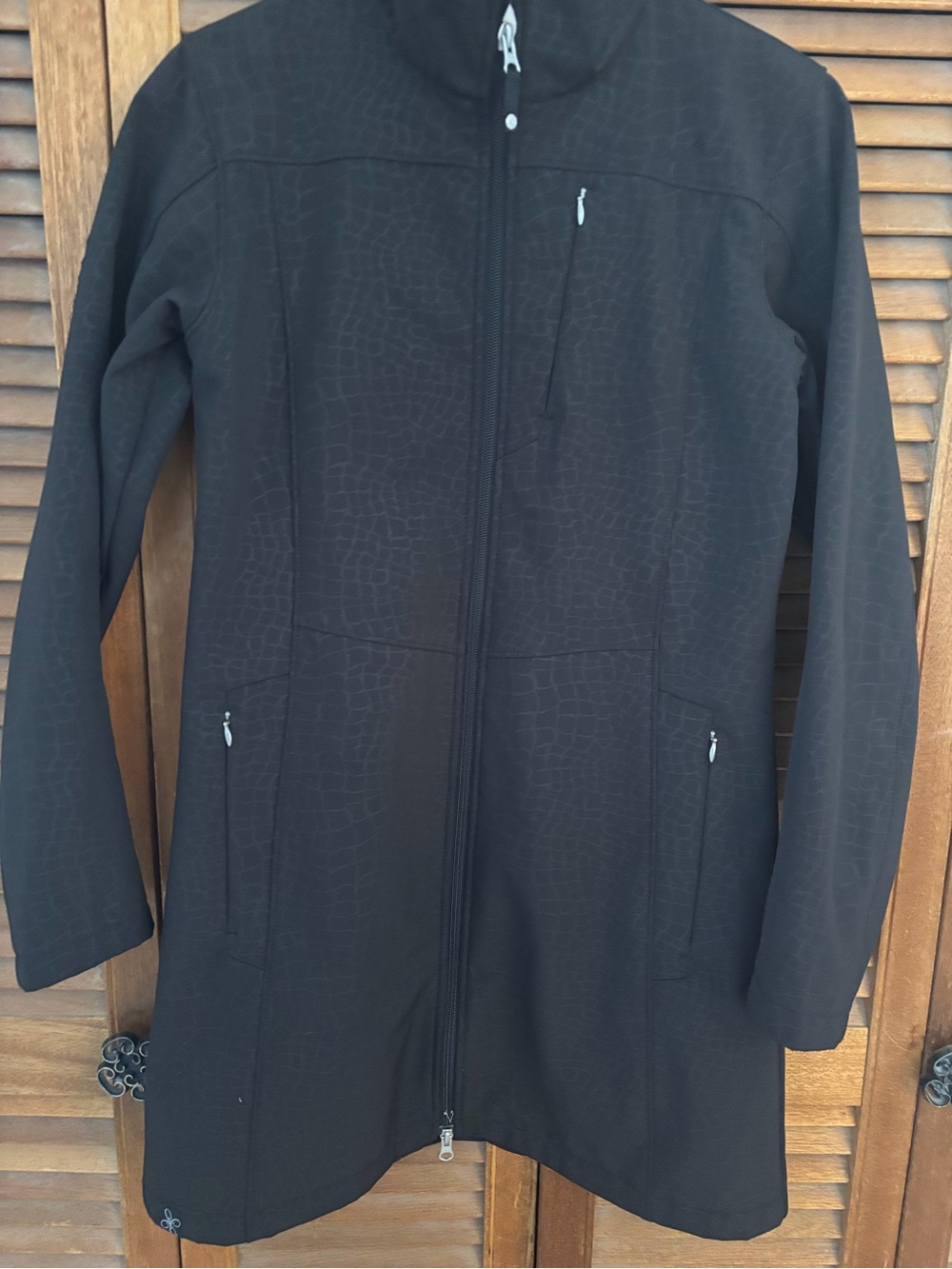 Vuarnet Black Long Zip-Up mid length neoprene jacket women’s size 6